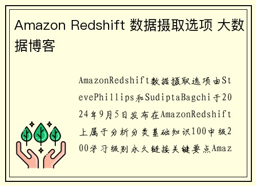 Amazon Redshift 数据摄取选项 大数据博客